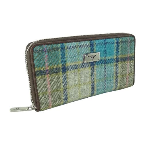 Glen Appin Harris Tweed Große Geldbörse mit Reißverschluss LB2100 Staffa, Farbe 122 türkis, L, Casual von Glen Appin