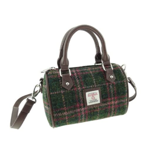 Glen Appin Harris Tweed Kilbride Mini-Bowlingtasche (Col 107 Green Plum Check) von Glen Appin