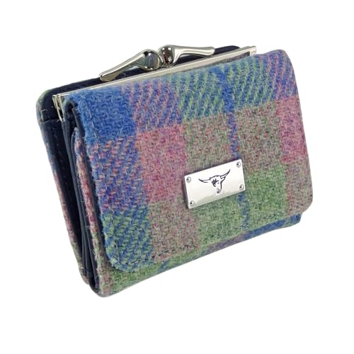 Glen Appin Harris Tweed LB2113 Geldbörse für Damen, klein, Farbe 135 Blue/Pinktartan, S, Casual von Glen Appin