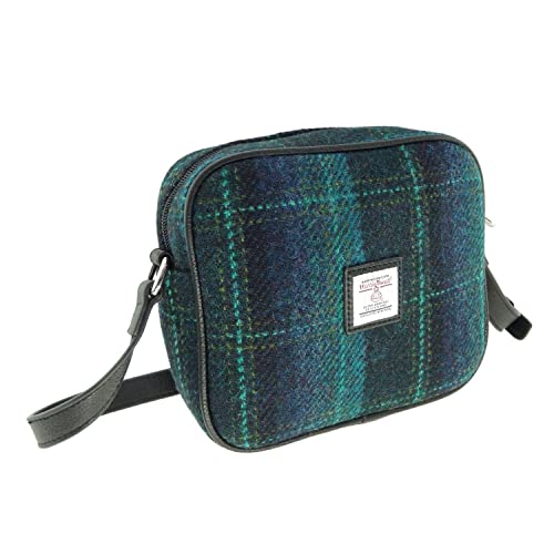 Glen Appin Harris Tweed Mini Bag Mandel LB1210 (Farbe 119 Blau Türkis Kariert), Blau und Türkis Overcheck von Glen Appin