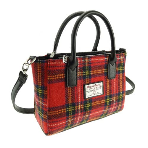 Glen Appin Harris Tweed Tote Handtasche - LB1228 Brora, Col 24 Red Tartan von Glen Appin