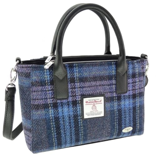 Glen Appin Harris Tweed Tote Handtasche - LB1228 Brora (Farbe 143 Blau & Lila), Farbe: 143 Blau und Violett, s von Glen Appin