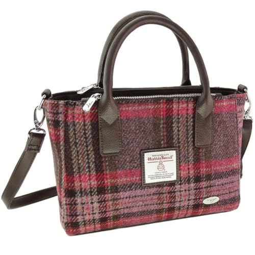 Glen Appin Harris Tweed Tote Handtasche - LB1228 Brora (Farbe 144 Burgundy & Pink), Farbe: 144 Burgunderrot und Rosa, s von Glen Appin