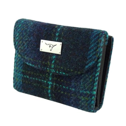 Glen Appin LB2002 Damen Harris Tweed Small Wallet, Col 119 Blue Turquoise Check, S, Casual von Glen Appin