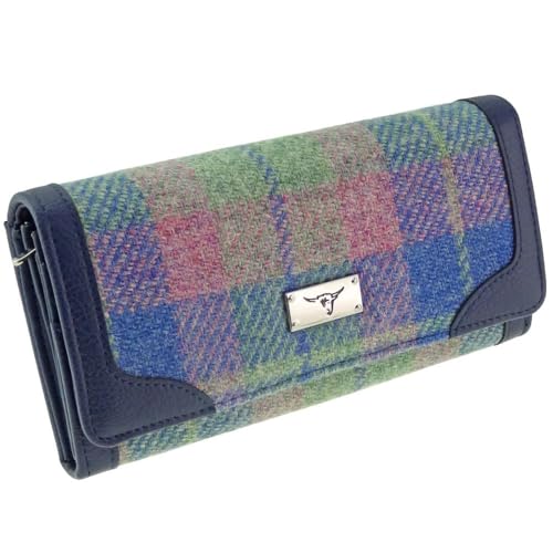 Glen Appin of Scotland Harris LB2000-COL135 Geldbörse aus Tweed Bute, lang, zartes Blau und Pink, rose von Glen Appin