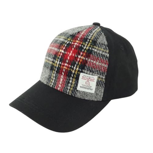 Glen Appin of Scotland Limited Baseball Cap mit Harris Tweed 100% Wolle, Graues und rotes Schottenkaro, Einheitsgröße von Glen Appin