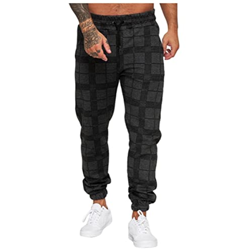 Glenmi Herren Hose Jogging Pants Karo-Hose Neue Sporthose (Color : Black, Size : M) von Glenmi