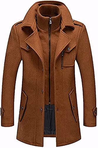 Glenmi Herren Mantel Wintermantel Slim Fit Wollmantel Business Herrenmantel Lange Trenchcoat (Color : Brown, Size : L) von Glenmi