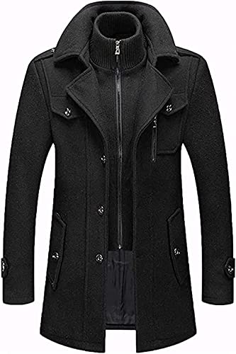 Glenmi Herren Wintermantel Warm Wollmantel Winter Jacke Herrenmantel Mit Stehkragen Business Kurzmantel (Color : Black, Size : 3XL) von Glenmi