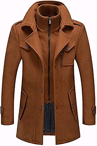 Glenmi Herren Wintermantel Warm Wollmantel Winter Jacke Herrenmantel Mit Stehkragen Business Kurzmantel (Color : Brown, Size : L) von Glenmi