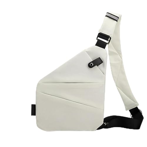 Glenmi Persönliche Flex-Taschen, diebstahlsichere Reise-Umhängetasche for Damen/Herren – modische Umhängetasche for Freizeitreisen, Sport, Arbeit(White,Left) von Glenmi