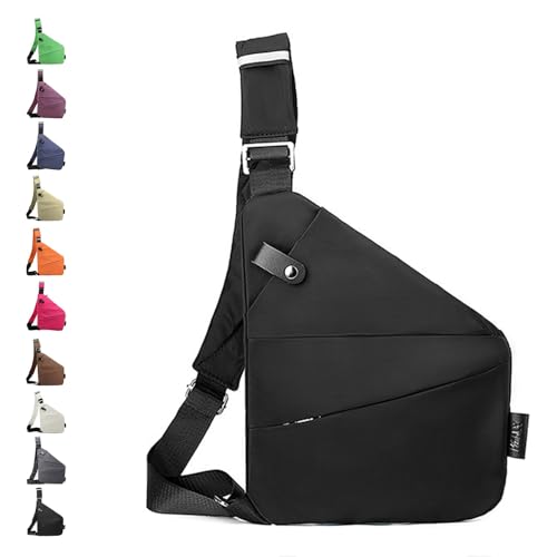 Glenmi Personal Flex Bags, Umhängetasche mit mehreren Taschen, leichte Geldbörsen mit verstellbarem Riemen und Diebstahlschutz for Unisex(Black,Right) von Glenmi