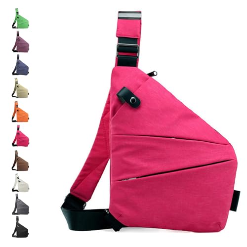 Glenmi Personal Flex Bags, Umhängetasche mit mehreren Taschen, leichte Geldbörsen mit verstellbarem Riemen und Diebstahlschutz for Unisex(Pink,Left) von Glenmi