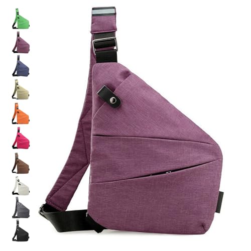 Glenmi Personal Flex Bags, strapazierfähige und wasserdichte Reisetasche aus Oxford-Stoff mit Diebstahlschutz, leichte Geldbörsen mit verstellbarem Riemen und Diebstahlschutz(Purple,Right) von Glenmi