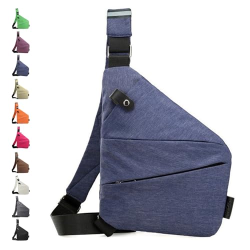 Glenmi Personal Flex Bags – Diebstahlsichere Reisetasche, leichte Reisetaschen mit verstellbarem Riemen und Diebstahlsichere Umhängetaschen for Unisex(Blue,Left) von Glenmi