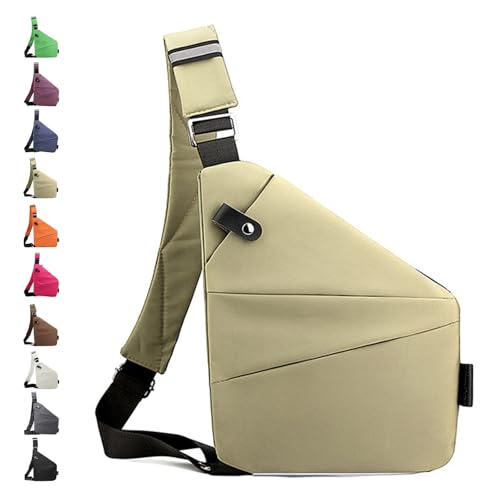Glenmi Personal Flex Bags – Diebstahlsichere Reisetasche, leichte Reisetaschen mit verstellbarem Riemen und Diebstahlsichere Umhängetaschen for Unisex(Khaki,Right) von Glenmi