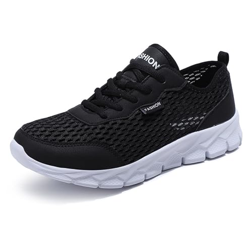 Glenmi Sportschuhe for Herren – Atmungsaktive Sommer-Mesh-Höhle, leichte rutschfeste Sohle und gepolsterte modische Sneakers for das Training im Fitnessstudio, Joggen und Gehen(Blackwhite,44) von Glenmi