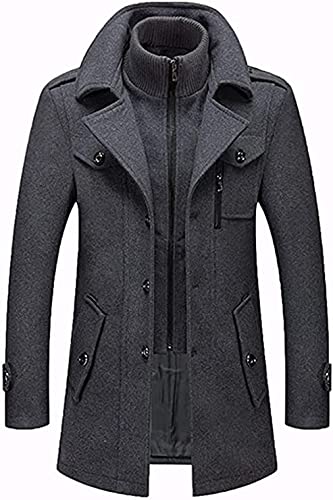 Herren Mantel Wintermantel Slim Fit Wollmantel Business Herrenmantel Lange Trenchcoat (Color : Gray, Size : 4XL) von Glenmi