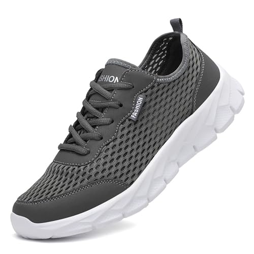 Herren Outdoor Freizeitschuhe Mesh Schuhe rutschfeste atmungsaktive Sport-Wanderschuhe Reise-Wanderschuhe Slip-on-Sneakers Herren Chunky Sandalen(Dark Gray,42) von Glenmi