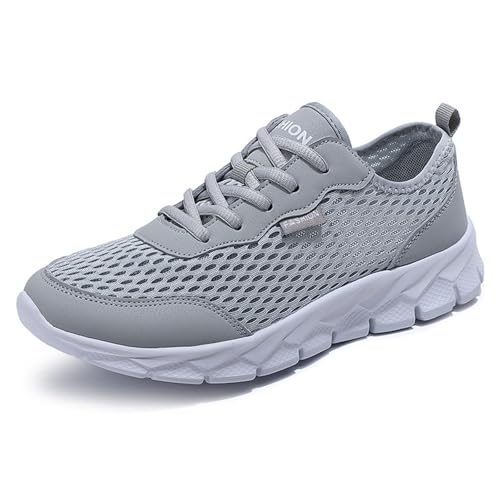 Herren Outdoor Freizeitschuhe Mesh Schuhe rutschfeste atmungsaktive Sport-Wanderschuhe Reise-Wanderschuhe Slip-on-Sneakers Herren Chunky Sandalen(Light Gray,44) von Glenmi