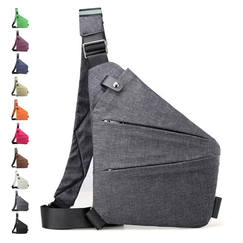 Oxford Anti-Diebstahl-Schultertasche – Multifunktionale Anti-Diebstahl-Umhängetasche, Umhängetasche mit mehreren Taschen for Reisen im Freien(Grau,Left) von Glenmi