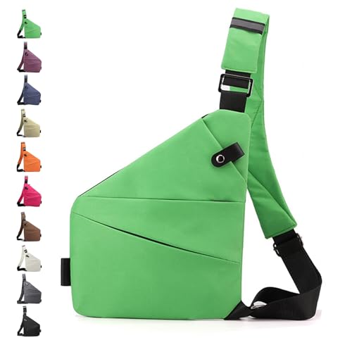 Oxford Anti-Diebstahl-Schultertasche – Multifunktionale Anti-Diebstahl-Umhängetasche, Umhängetasche mit mehreren Taschen for Reisen im Freien(Green,Right) von Glenmi