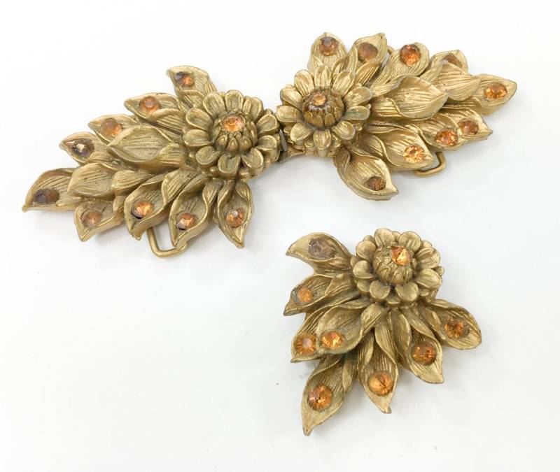 1920S Goldkomposit Gürtelschnalle & Clips | 20Er Jahre Gold Schnalle Und Clip Set Grünbaum von GlennasJewels