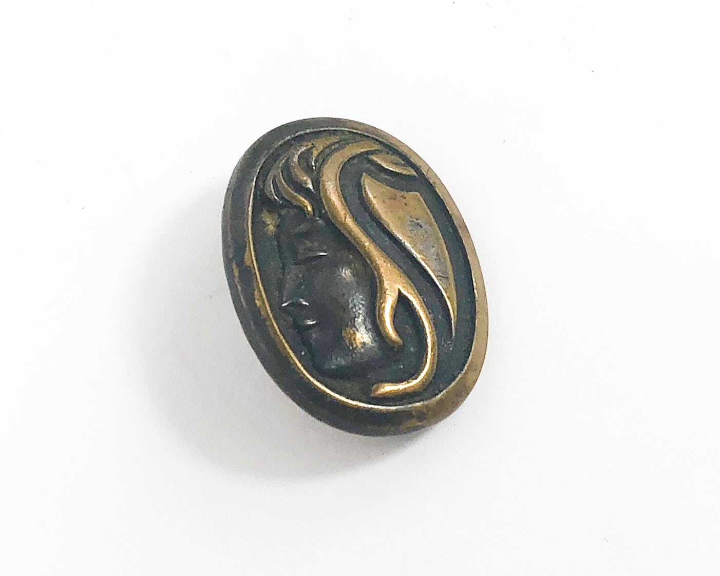 1930Er Jahre Jugendstil-Frau-Brosche | 30Er-Jahre-Frau in Bronze-Anstecknadel von GlennasJewels