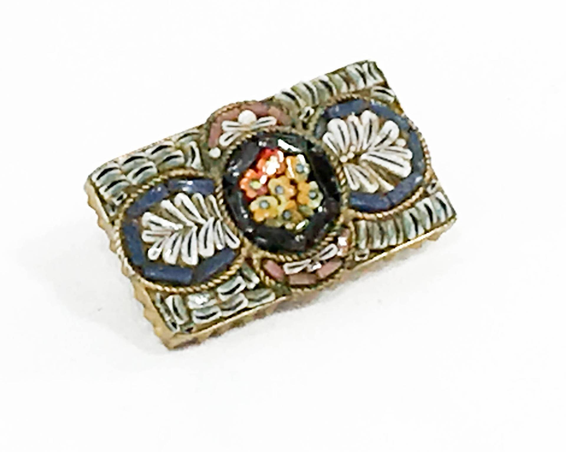 1940Er Jahre Micro-Mosaik Brosche | 40Er Schwarze Mikro-Mosaik Black & Flower Mosaik Pin von GlennasJewels