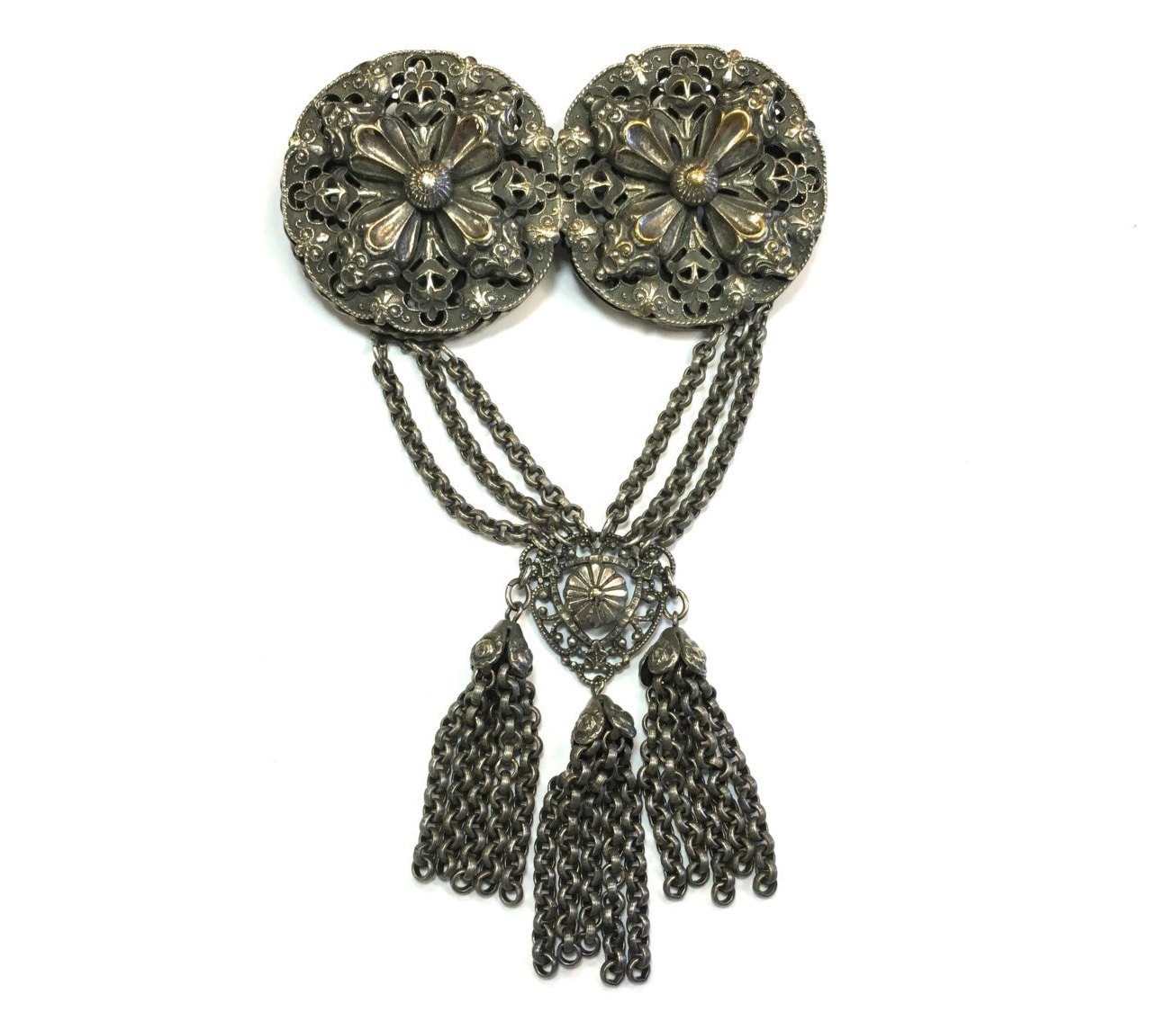 1940S Silber Filigrane Quasten Brosche | 40Er Jahre Quaste Anstecknadel Anhänger von GlennasJewels