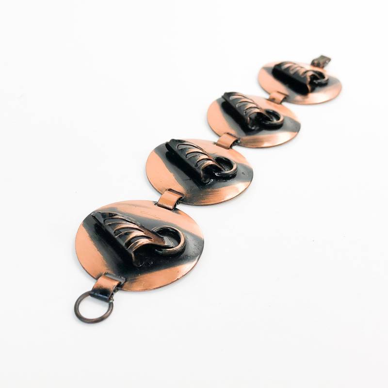 1950Er Jahre Kupfer Kreise Gliederarmband | 50Er Wirbel Armband von GlennasJewels