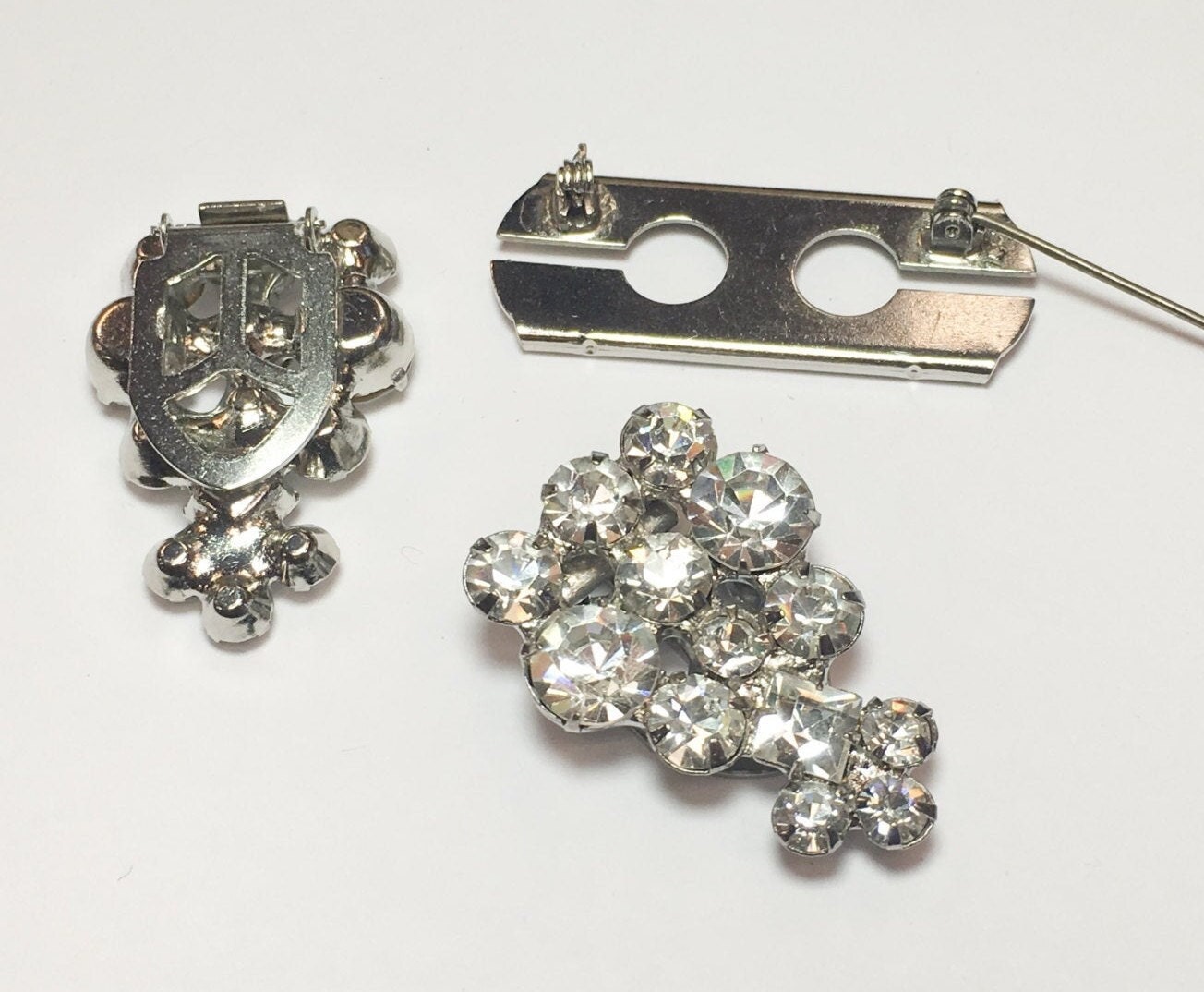 1950Er Jahre Strass Duette Brosche | 50Er Pin Kleid Clips von GlennasJewels