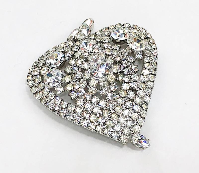 1950Er Jahre Strass-Herz-Brosche | 50Er Strass Herz Anstecknadel von GlennasJewels