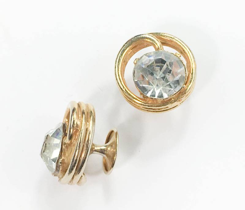 1950Er Jahre Vergoldete Kreis Manschettenknöpfe | 50Er Große Strass-Manschettenknöpfe Vintage Geschenke Für Ihn von GlennasJewels