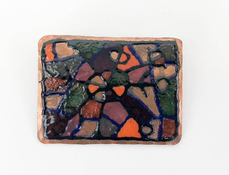 1960Er Jahre Kupfer & Emaille Brosche | 60Er Bunte Abstrakte Sh Norwegen von GlennasJewels