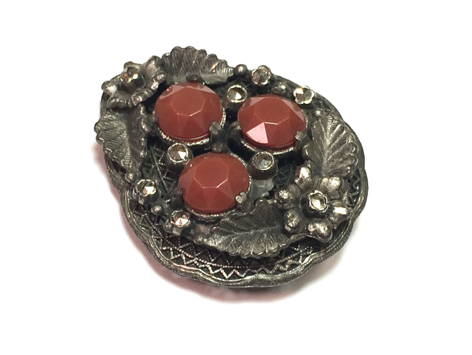 40Er Silber Filigrane Kleidklammer | Marcasite Pelzclip von GlennasJewels