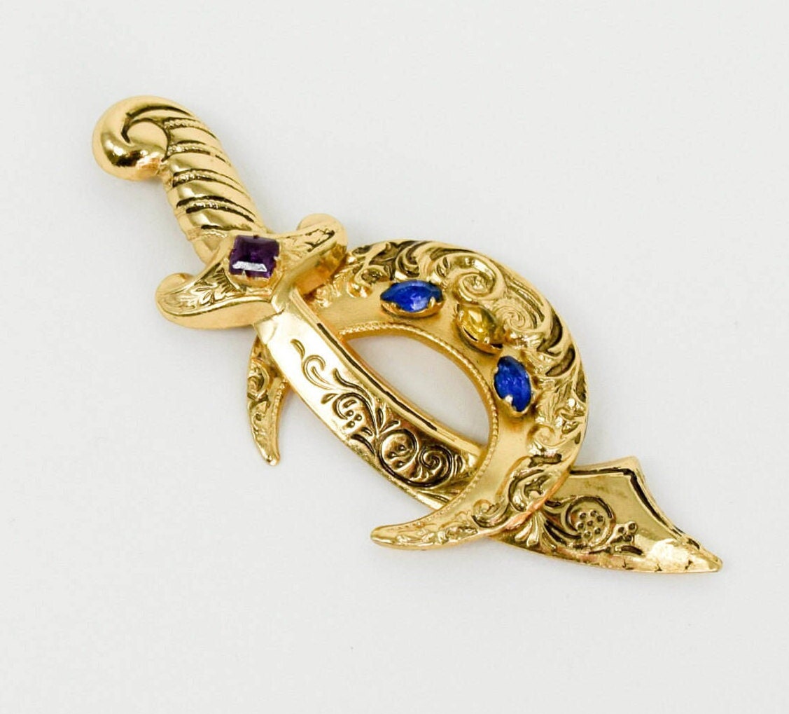 Koro | 1940Er Jahre Säbel Anstecknadel 40Er Strass Schwert Brosche 40S Coro von GlennasJewels