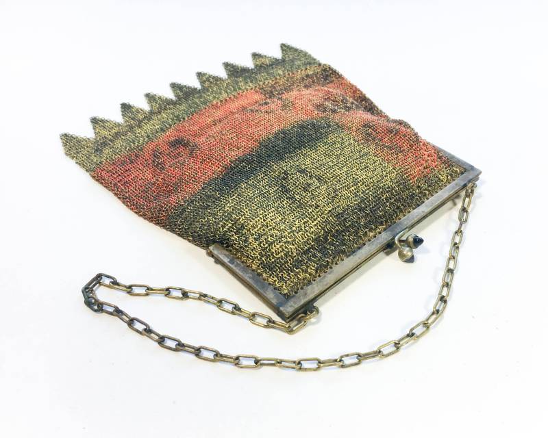 1900Er Jahre Gold Mesh Handtasche | Emaille Bemalte Netztasche Dresdner von GlennasVintageShop