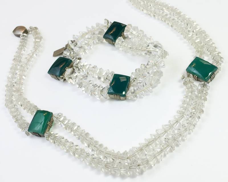1930Er Jahre Kristall Halsketten Set | 30Er Kristalle Halskette & Armband Halbe von GlennasVintageShop