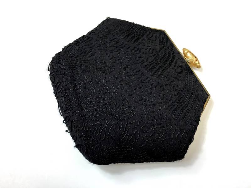 1930Er Jahre Schwarze Clutch | 30Er Stickerei Geldbörse Hexagon Form Tasche von GlennasVintageShop