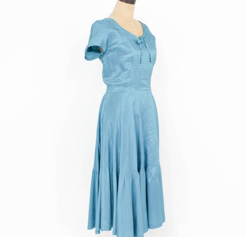 1940Er Blaues Taft Festkleid | 40Er Jahre Pfauenblaues Kleid Jeanne Doris Mittel von GlennasVintageShop