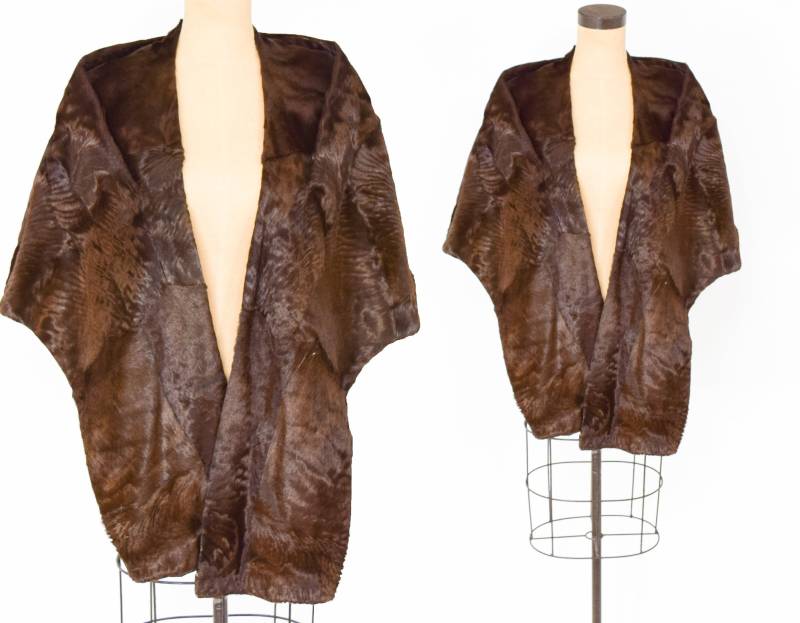 1940Er Jahre Braune Pelzstola | 40Er Kurz-Pelz-Wickel-stola Rindsleder Braun Völker Einheitsgröße von GlennasVintageShop