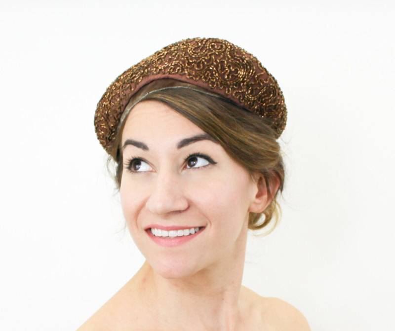 1940Er Jahre Bronze Perlen Wollhut - Chanda Vintage von GlennasVintageShop