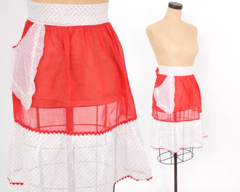 1950Er Jahre Rot-Weiße Schürze | 50Er Rot Weiss Gepunktete Schweizer Weihnachten Hochzeitsparty Valentinstag von GlennasVintageShop