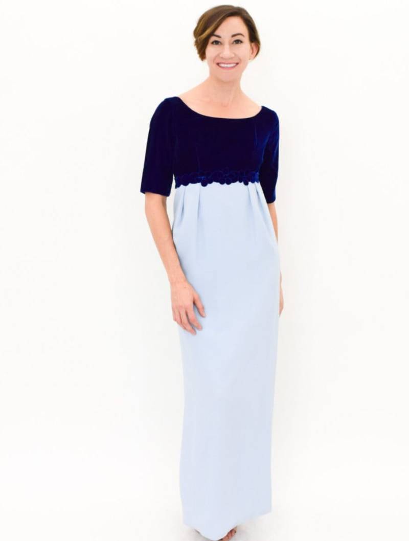 1960Er Jahre Blaues Abendkleid | 60Er Blaues Samt & Crepe Brautjungfer Klein von GlennasVintageShop