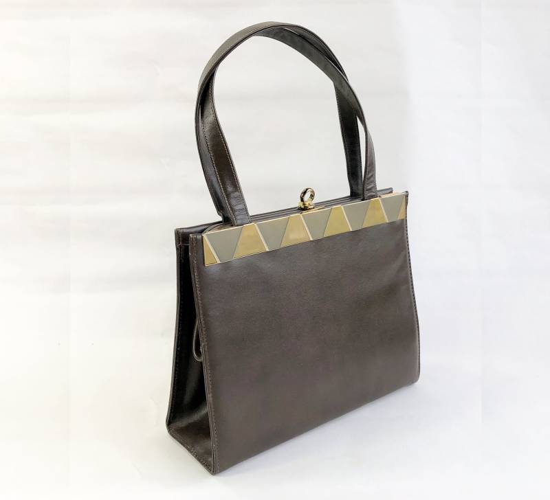 1960Er Jahre Braune Leder Handtasche | 60Er Kunstleder Geldbörse in Braun von GlennasVintageShop