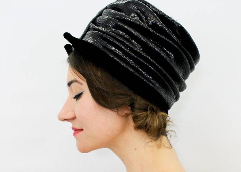 1960Er Jahre Raffia Hut | 60Er Schwarzer Hoher Kronenhut Replik Der Pariserin von GlennasVintageShop