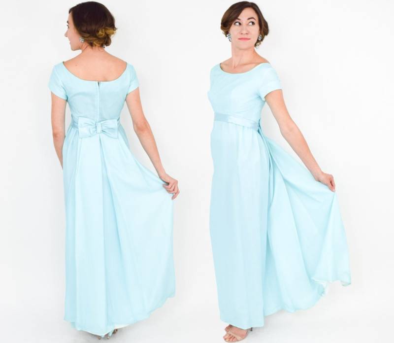 1960Er Jahre Türkises Abendkleid | 60Er Blaues Langes Blaues Brautjungfer Kleid X Klein von GlennasVintageShop