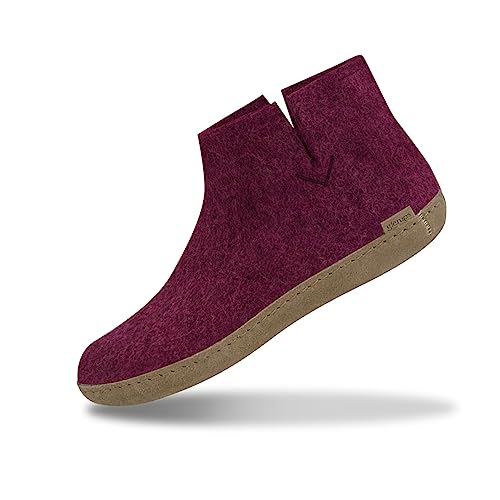 glerups dk Unisex - Erwachsene Hausschuhe, Damen,Herren Hüttenschuhe,Ledersohle, Puschen Stiefel lammfell Merino-Wolle warm,Violett,43 EU / 9 UK von glerups dk