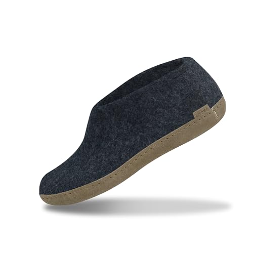 Glerups Filz Hausschuhe Herren und Damen (Größe 40) | Komfortabler Hausschuh mit Weicher Sohle aus Leder | Herren & Damen Slipper Geschlossen | Comfortable Slippers Women & Men von glerups dk